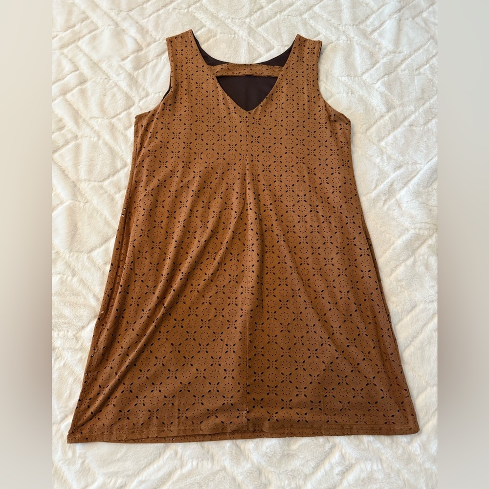 Maurices Brown Suede Eyelet Mini Dress Size M - Picture 4 of 8
